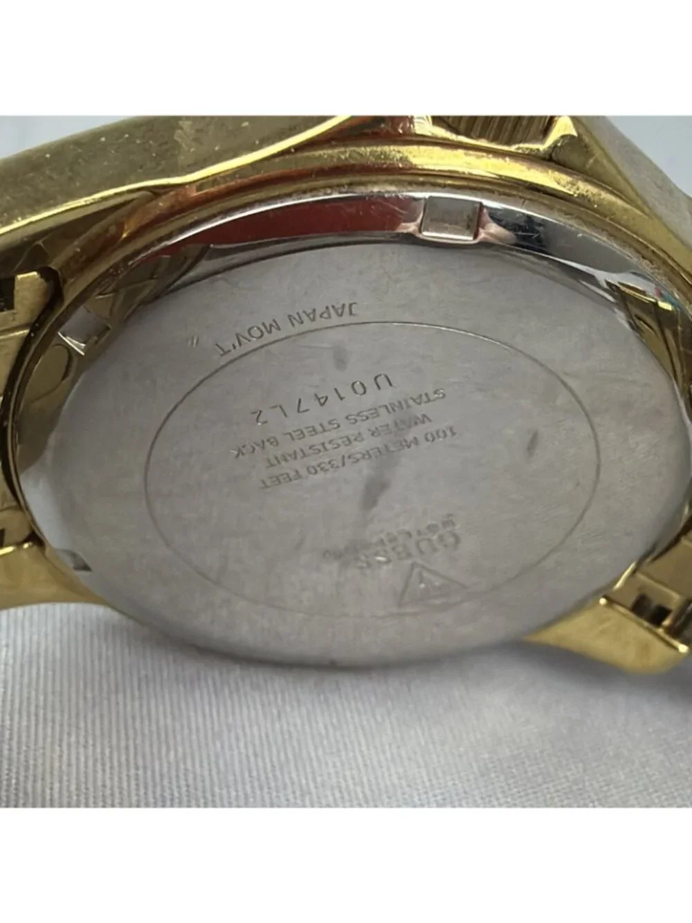 GUESS WaterPro WATCH UO147L2 Gold CRYSTALS Japan Movement Untested Parts